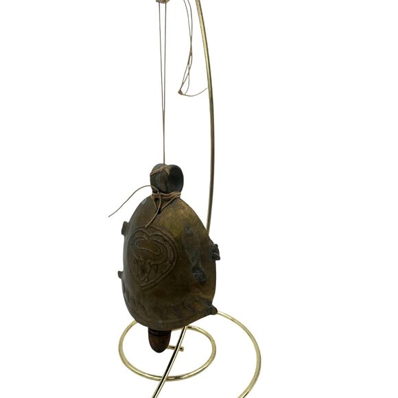 African Buffalo Brass Tribal Pendant Bull Design Cow Bell & Patina Finish - Picture 1 of 5